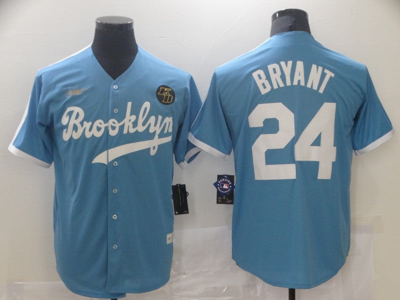 Men's Los Angeles Dodgers Kobe Bryant #24 Light Blue Replica Baseball jersey