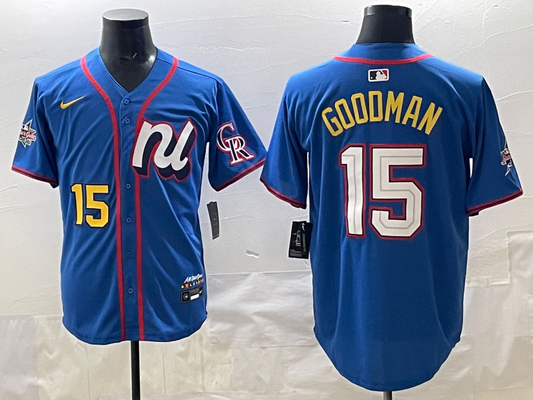 Men's National League Hunter Goodman #15 Blue 2025 All-Star Edition Limited Player Jersey