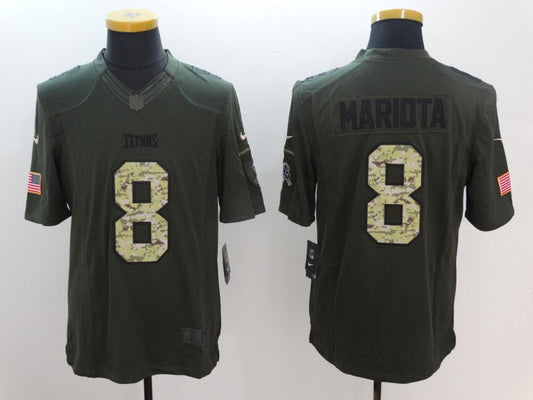 Men's Tennessee Titans Marcus Mariota #8 Army Green Game jersey