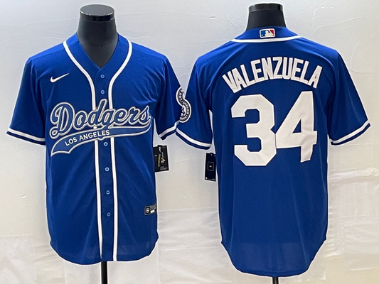 Men's Los Angeles Dodgers Fernando Valenzuela #34 Royal Player jersey Joint Edition