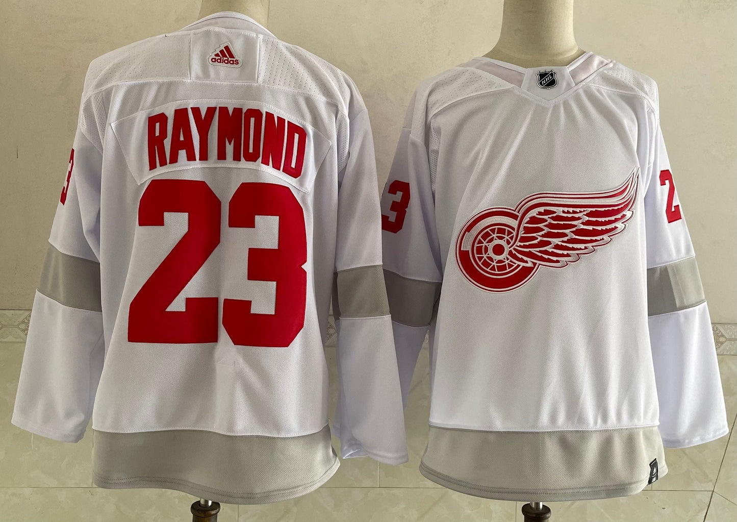 Men's Detroit Red Wings Lucas Raymond #23 White Breakaway Player jersey