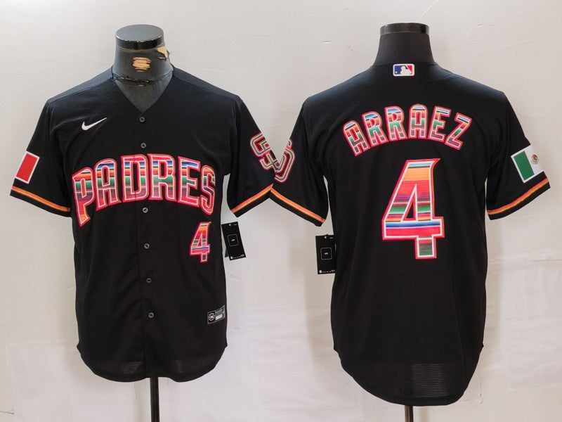 Men's San Diego Padres Luis Arraez #4 Black Player Game jersey