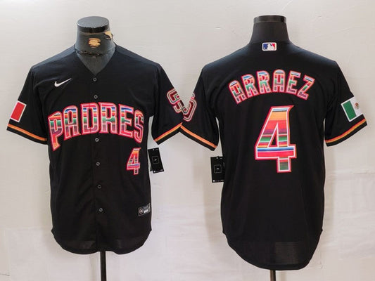 Men's San Diego Padres Luis Arraez #4 Black Player Game jersey