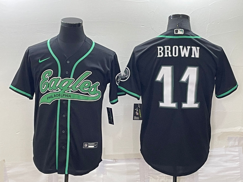 Men's Philadelphia Eagles A.J. Brown #11 Black Game jersey Joint Edition