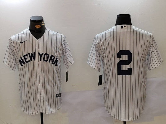 Men's New York Yankees Derek Jeter #2 White Player Name jersey