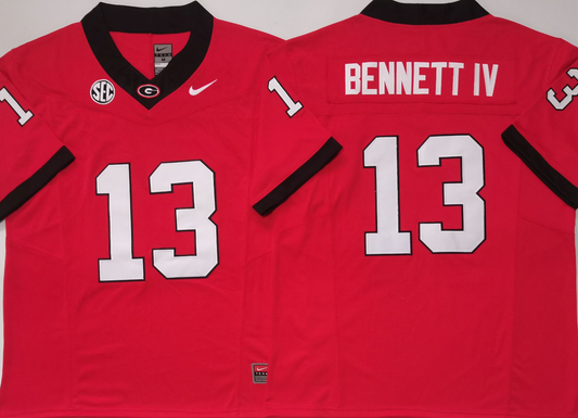 Men's Georgia Bulldogs Stetson Bennett #13 Red Game Jersey