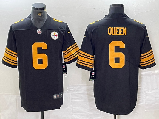 Men's Pittsburgh Steelers Patrick Queen #6 Black Game Player jersey