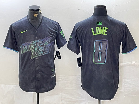 Men's Tampa Bay Rays Brandon Lowe #8 Charcoal 2024 City Connect Limited Player jersey