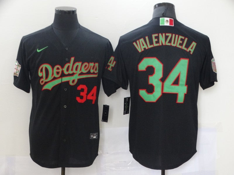 Men's Los Angeles Dodgers Fernando Valenzuela #34 Black Replica Game jersey