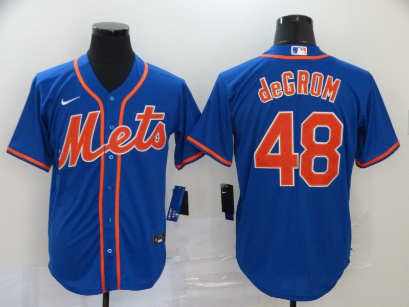 Men's New York Mets Jacob deGrom #48 Blue Replica Baseball jersey