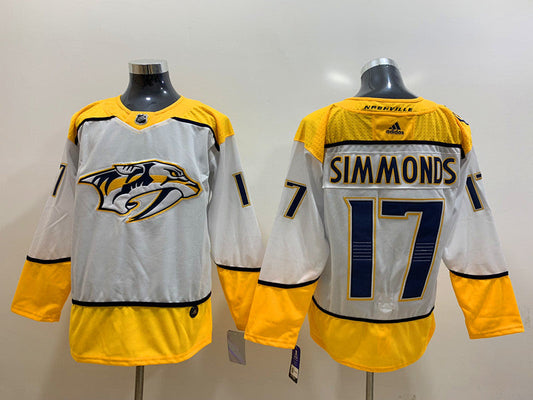Men's Nashville Predators Wayne Simmonds #17 White Breakaway jersey