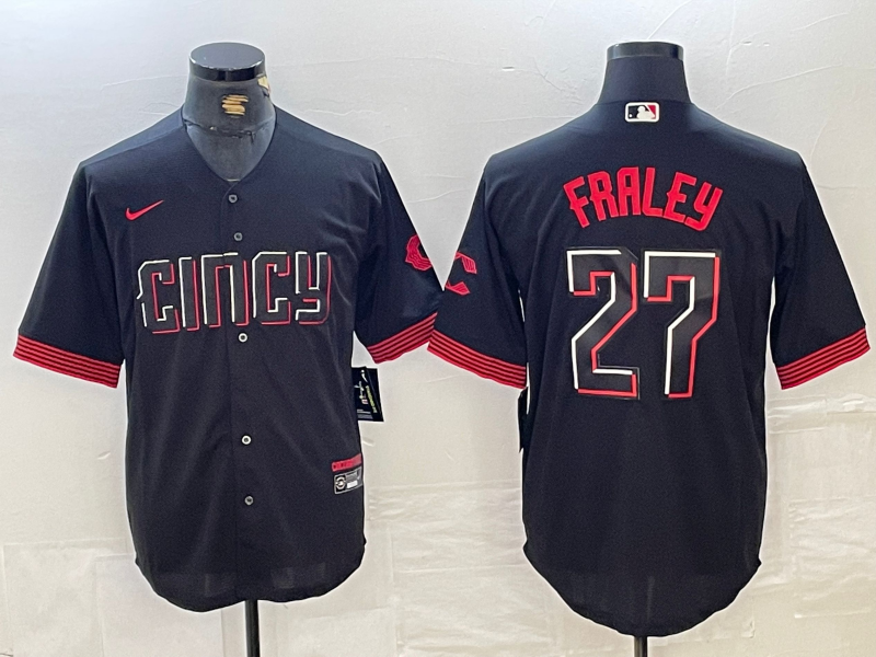 Men's Cincinnati Reds Jake Fraley #27 Black City Connect Replica Player jersey