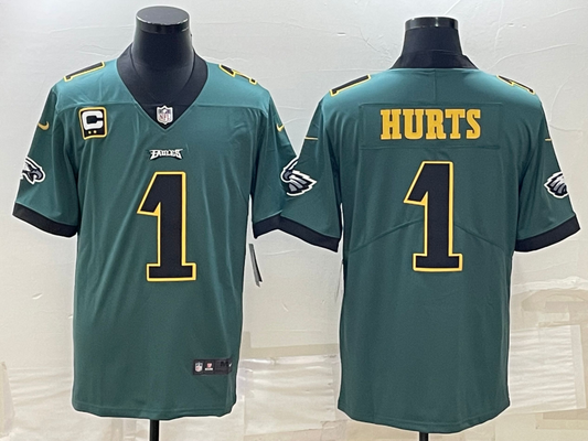 Men's Philadelphia Eagles Jalen Hurts #1 Midnight Green Game jersey