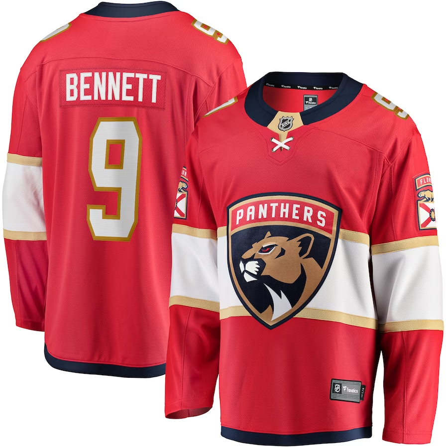 Men's Florida Panthers Sam Bennett #9 Red Home Breakaway Player jersey