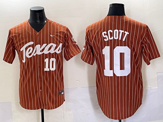 Men's Texas Longhorns Mia Scott #10 Brown Replica Player Jersey