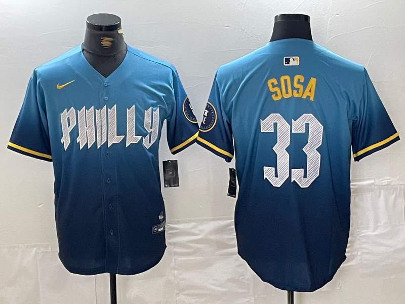 Men's Philadelphia Phillies Edmundo Sosa #33 Blue 2024 City Connect Limited Player jersey