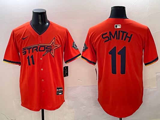 Men's Houston Astros Cam Smith #11 Orange 2025 City Connect Limited Player jersey