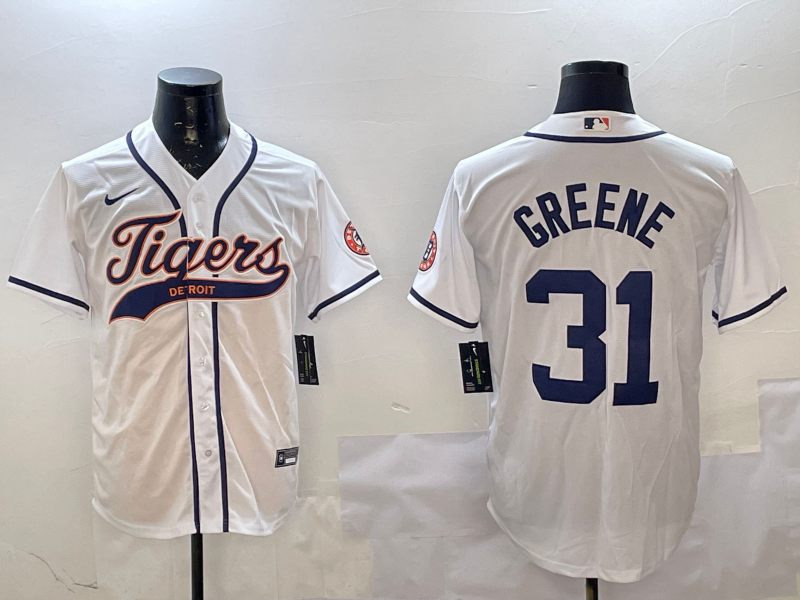 Men's Detroit Tigers Riley Greene #31 White Game jersey