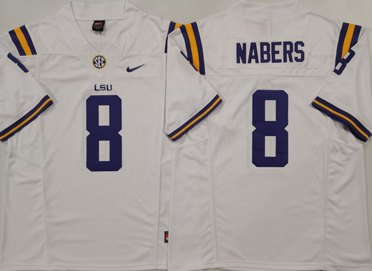 Men's LSU Tigers Malik Nabers #8 White Game Jersey