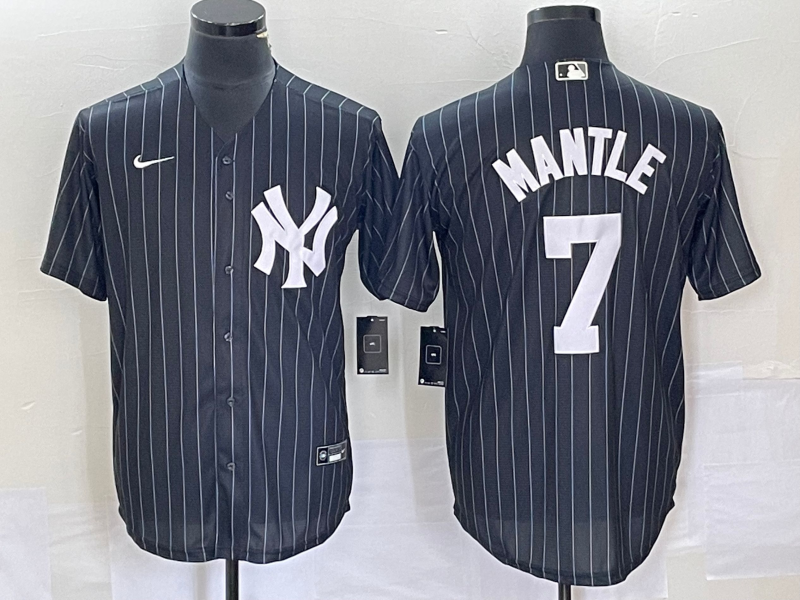 Men's New York Yankees Mickey Mantle #7 Black Replica Player jersey