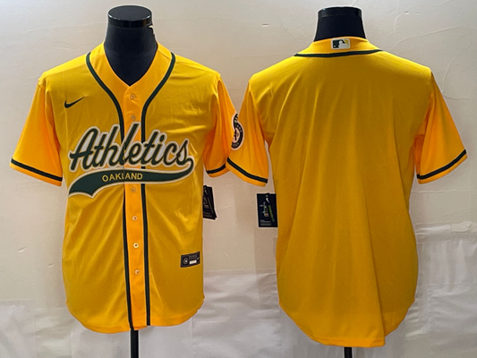 Men's Oakland Athletics Gold Replica Blank jersey Joint Edition