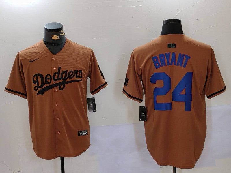 Men's Los Angeles Dodgers Kobe Bryant #24 Brown Replica Player jersey