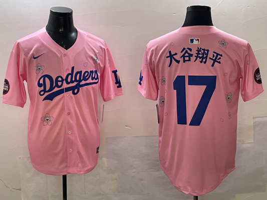 Men's Los Angeles Dodgers Shohei Ohtani #17 Pink Alternate Replica Player jersey