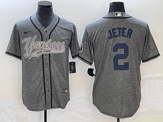 Men's New York Yankees Derek Jeter #2 Gray Game jersey Joint Edition