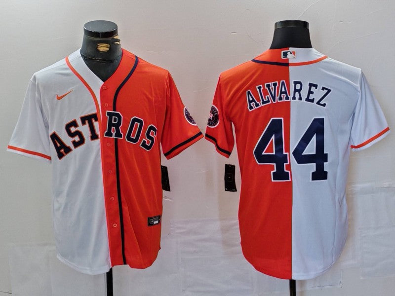 Men's Houston Astros Yordan Alvarez #44 White/Orange Limited Player jersey