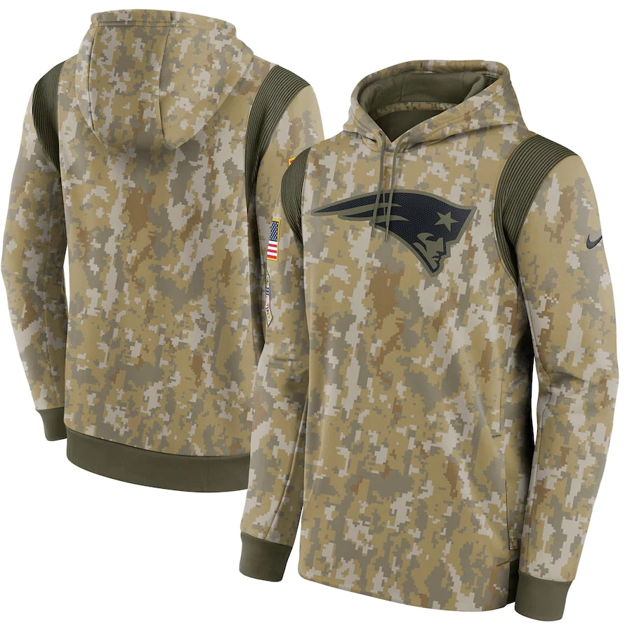Men's New England Patriots NFL 2021 Salute to Service Hoodie1 Camouflage