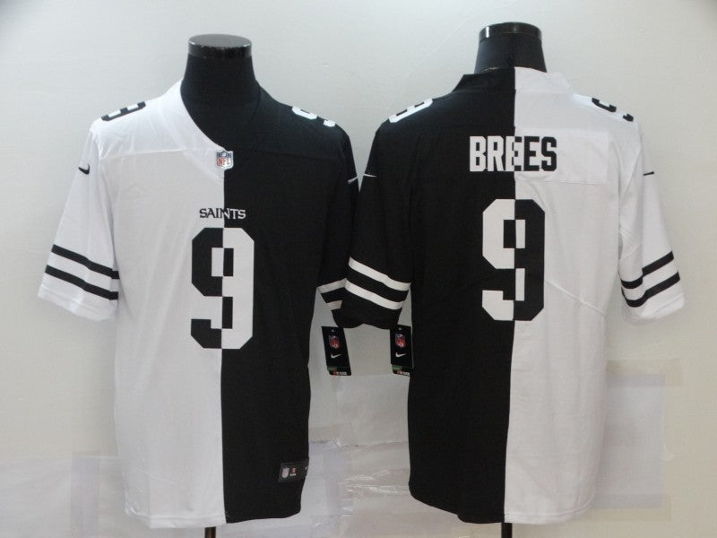 Men's New Orleans Saints Drew Brees #9 White/Black Game jersey
