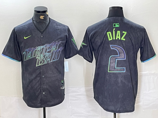 Men's Tampa Bay Rays Yandy Diaz #2 Charcoal 2024 City Connect Limited Player jersey