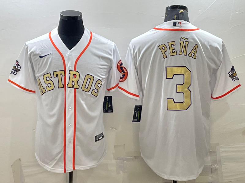 Men's Houston Astros Jeremy Pena #3 White Replica Team jersey