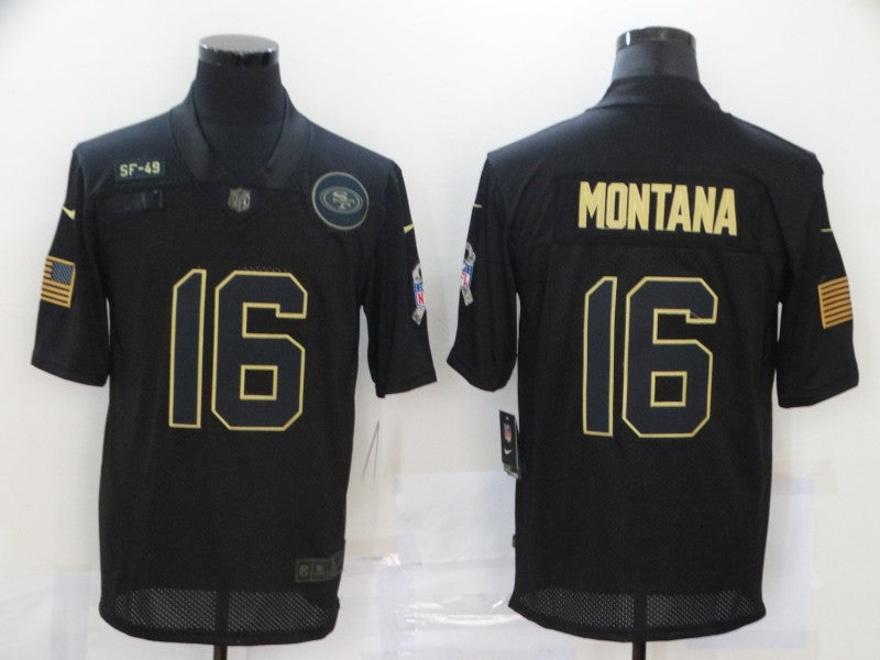 Men's San Francisco 49ers #16 Joe Montana Black Game Player jersey