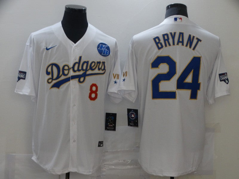 Men's Los Angeles Dodgers Kobe Bryant #8-24 White Alternate Game jersey