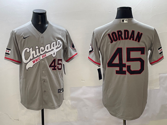 Men's Chicago White Sox Michael Jordan #45 Gray Stitched jersey