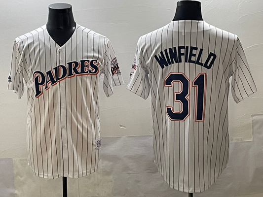 Men's San Diego Padres Dave Winfield #31 White Replica Player Jersey