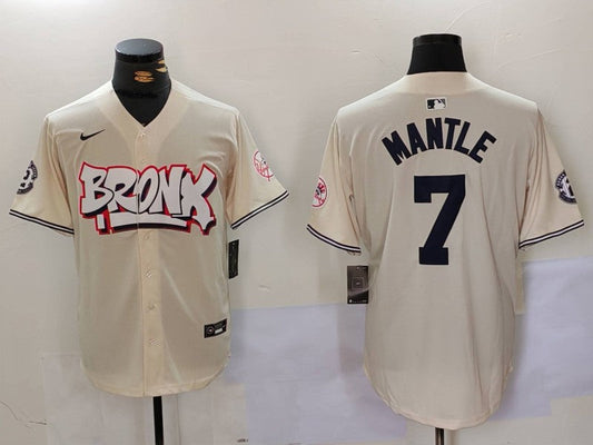Men's New York Yankees Mickey Mantle #7 Cream Limited Player jersey