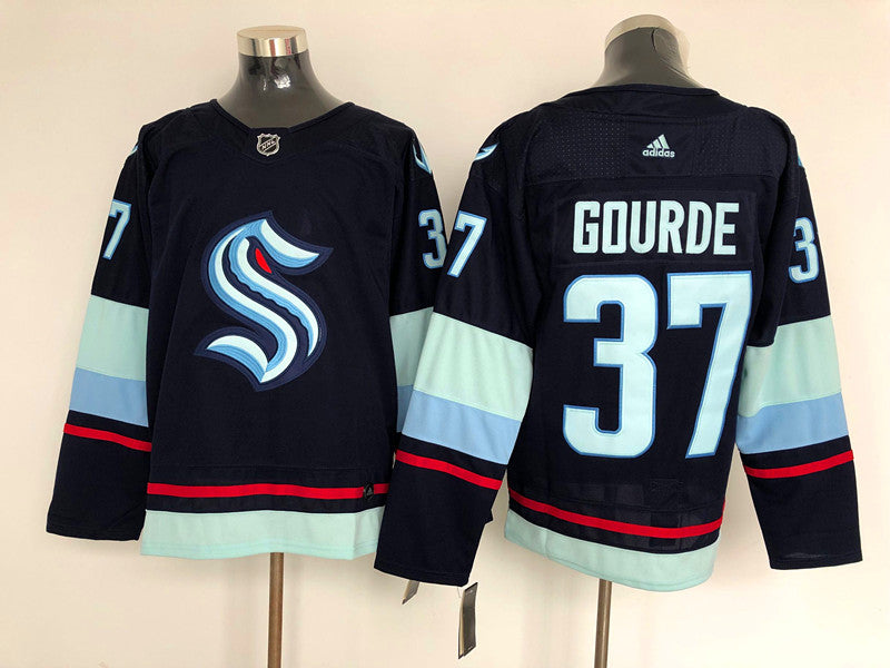 Men's Seattle Kraken Yanni Gourde #37 Deep Sea Blue Home Breakaway Player jersey