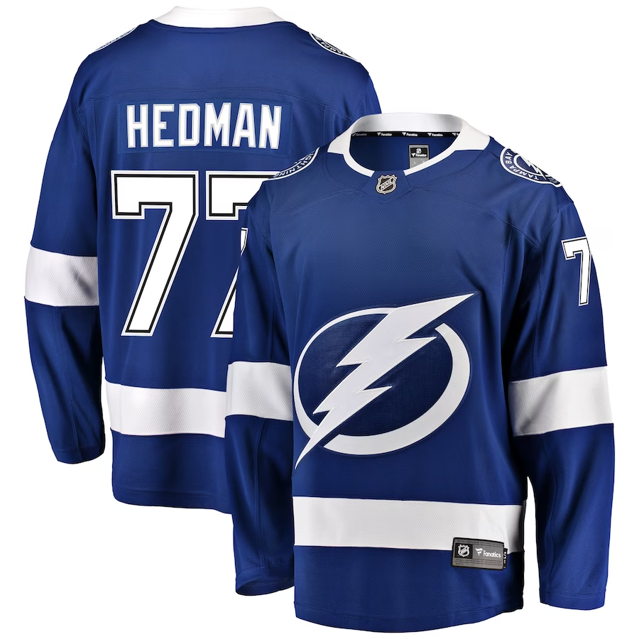 Men's Tampa Bay Lightning Victor Hedman #77 Blue Home Breakaway jersey