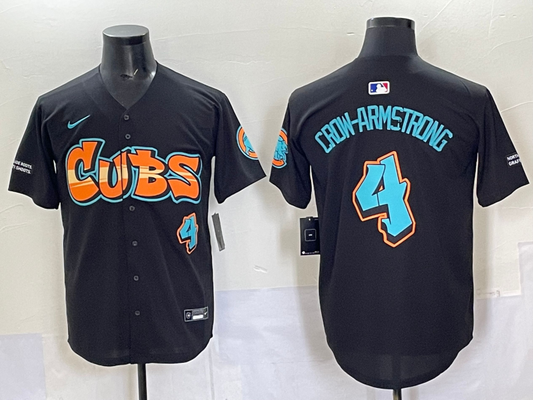 Men's Chicago Cubs Pete Crow-Armstrong #4 Black Replica Team Jersey