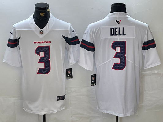 Men's Houston Texans Tank Dell #3 White Game Jersey