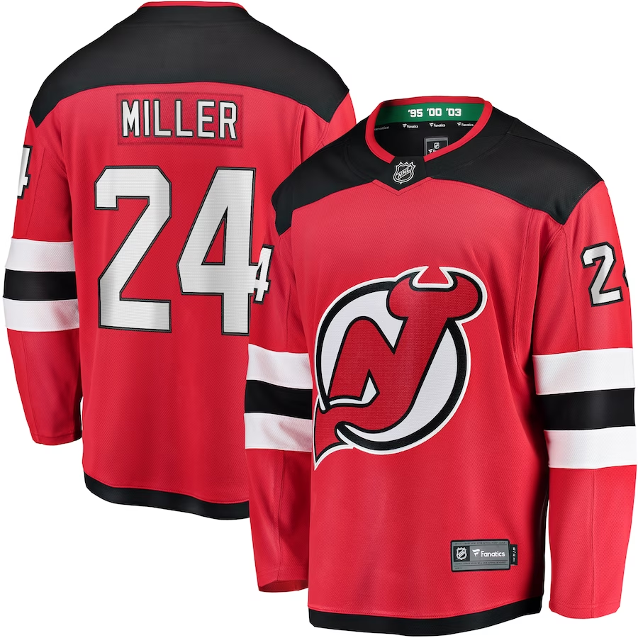 Men's New jersey Devils Colin Miller #24 Red Player Game jersey