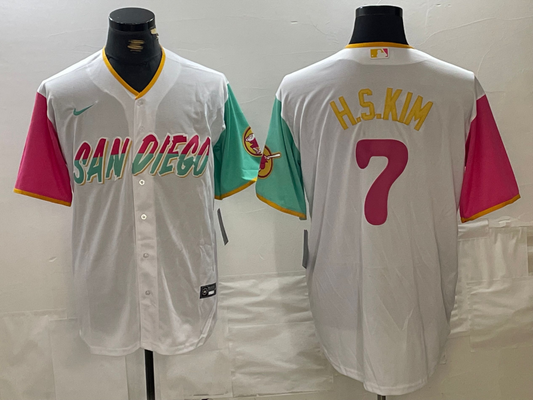 Men's San Diego Padres Ha-Seong Kim #7 White City Connect Replica Player jersey