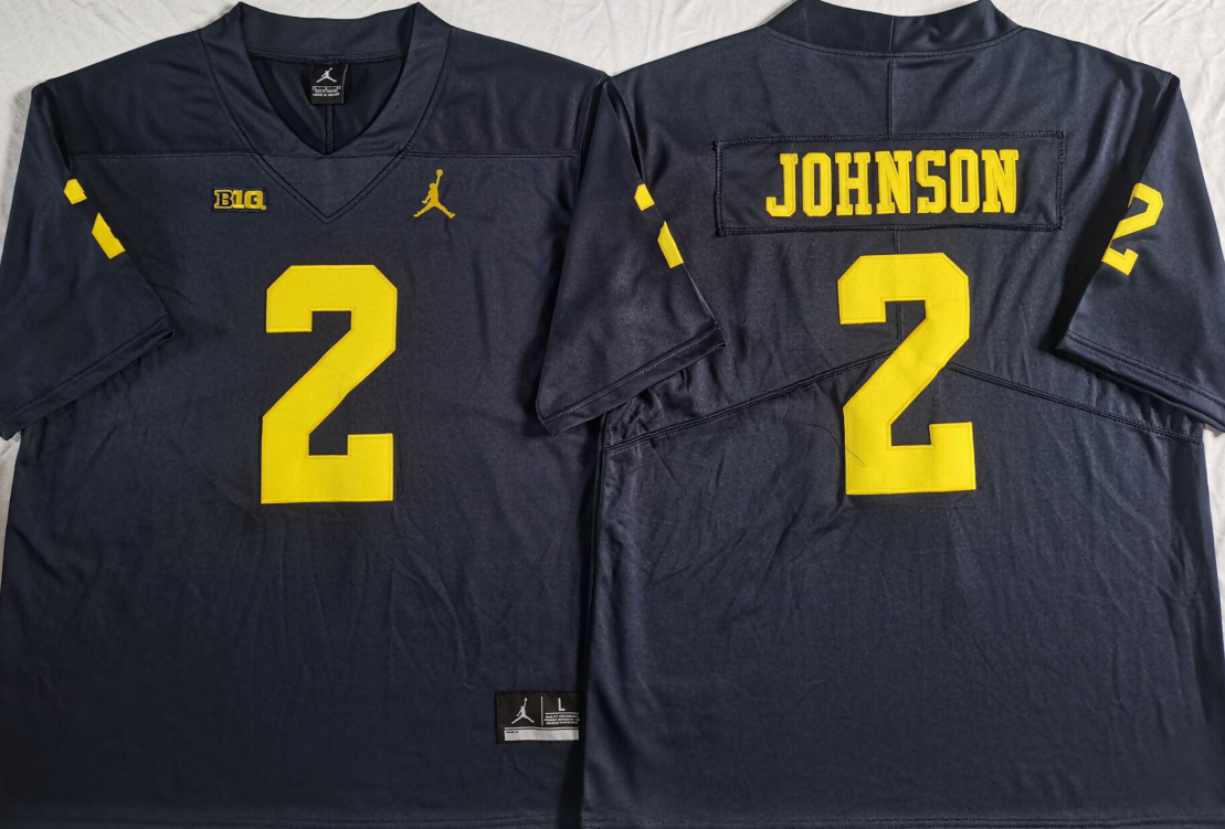 Men's Michigan Wolverines Will Johnson #2 Navy Blue Game Jersey