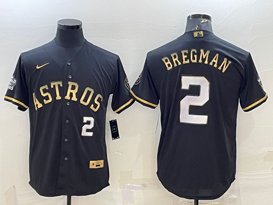 Men's Houston Astros Alex Bregman #2 Black Alternate Replica Player jersey