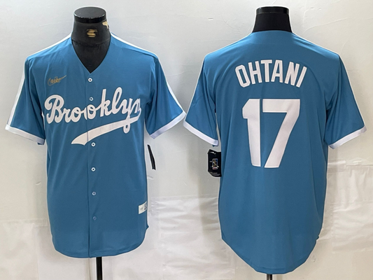 Men's Los Angeles Dodgers Shohei Ohtani #17 Light Blue Alternate Cooperstown Collection Player jersey