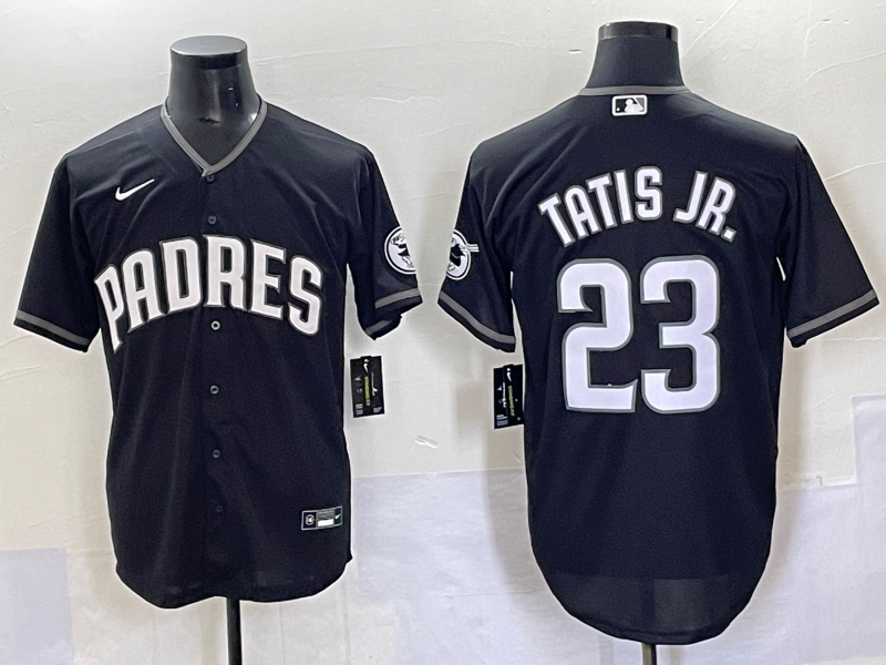 Men's San Diego Padres Fernando Tatis Jr. #23 Black Lights Out Replica Jersey