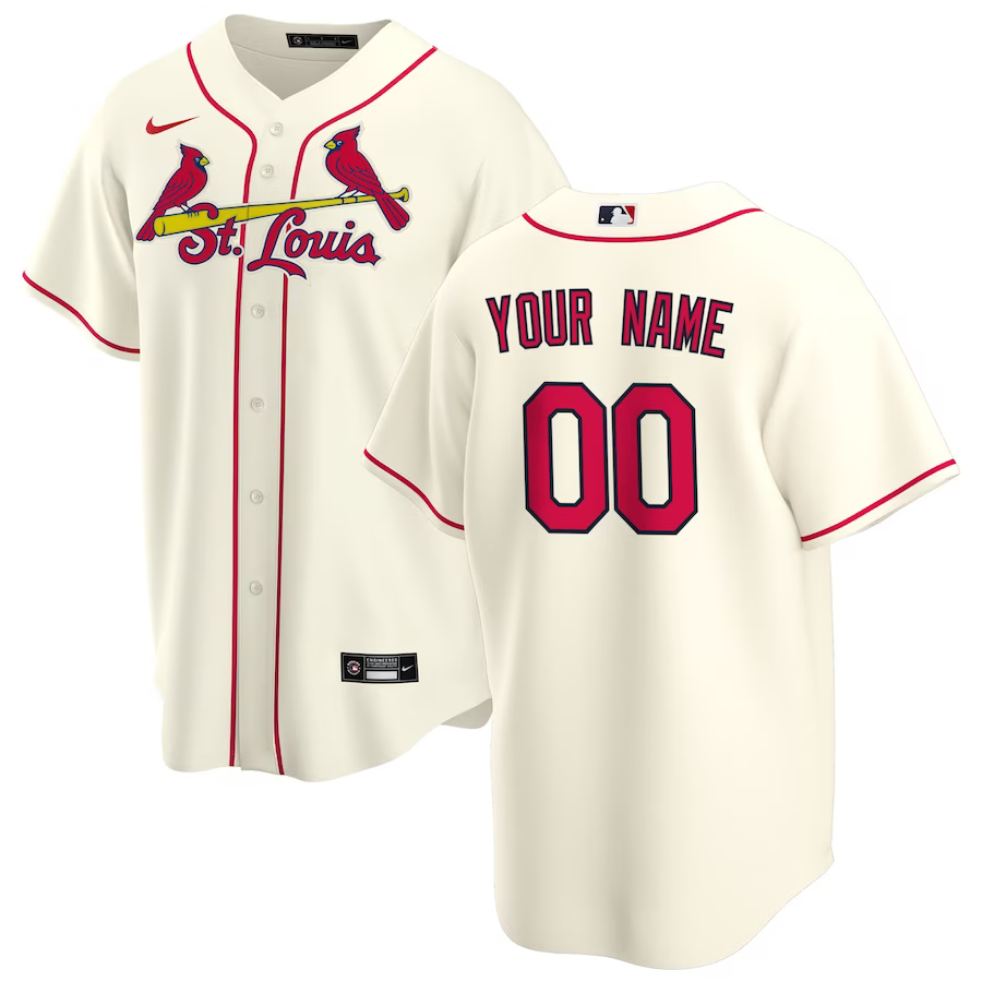 Men's St. Louis Cardinals Cream Alternate Replica Custom jersey