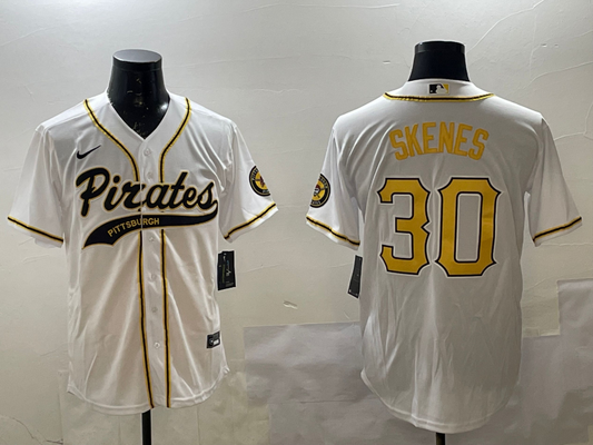 Men's Pittsburgh Pirates Paul Skenes #30 White Replica Player jersey
